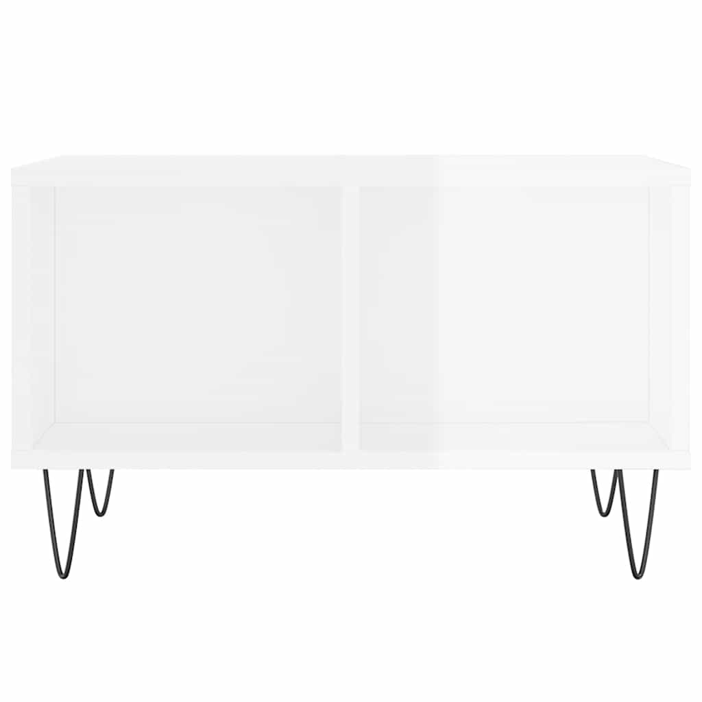 Stolić za kavu sjajni bijeli 60x50x36,5 cm konstruirano drvo