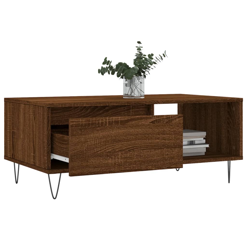Stolić za kavu smeđa boja hrasta 90x50x36,5cm konstruirano drvo