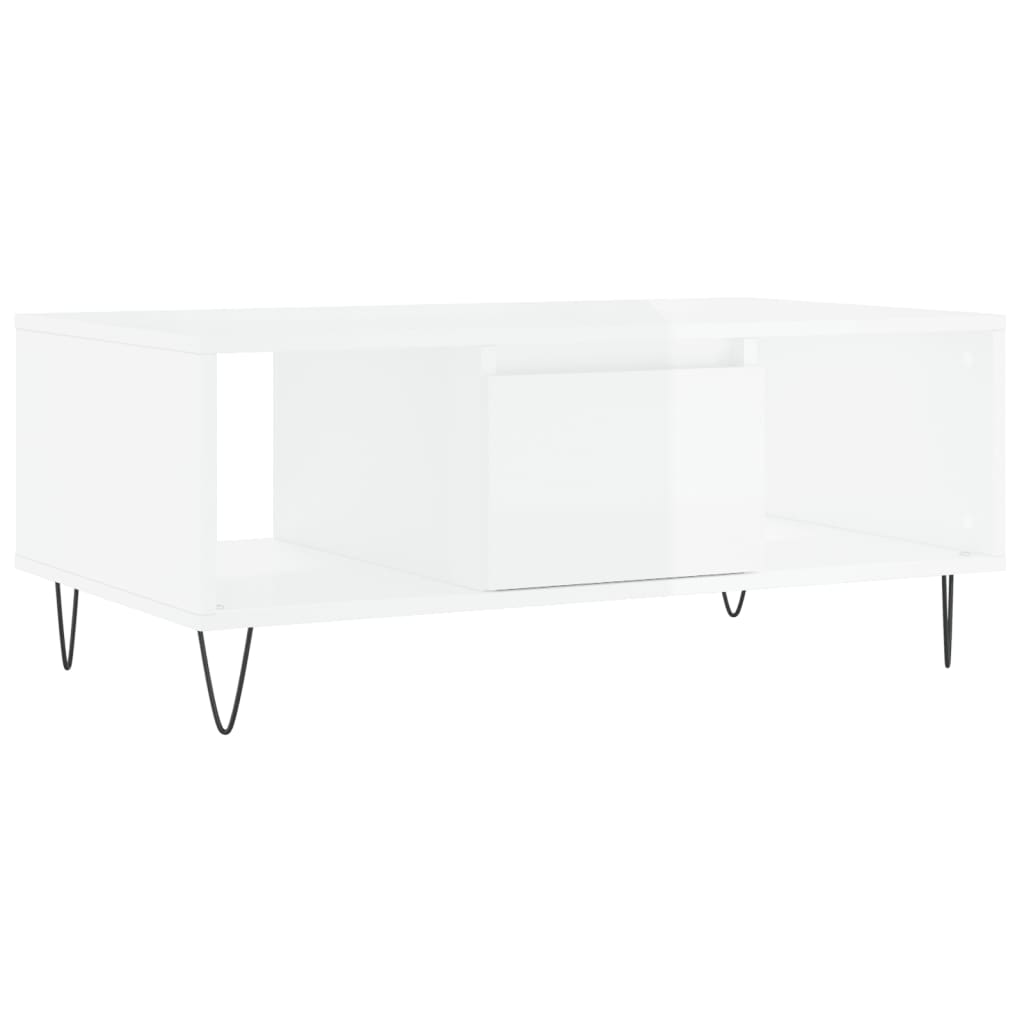 Stolić za kavu sjajni bijeli 90x50x36,5 cm konstruirano drvo