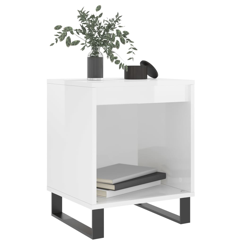 Noćni ormarići 2 kom sjajni bijeli 40x35x50cm konstruirano drvo