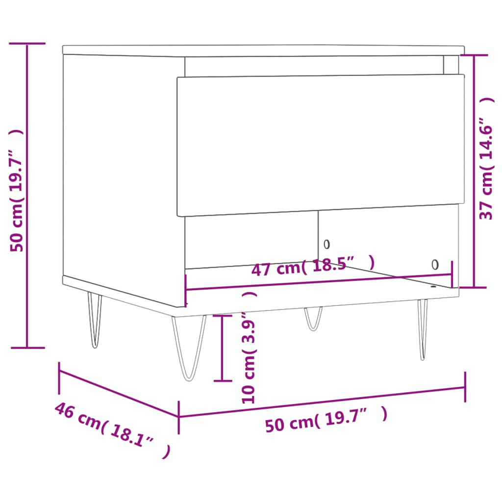 Stolić za kavu crni 50 x 46 x 50 cm od konstruiranog drva