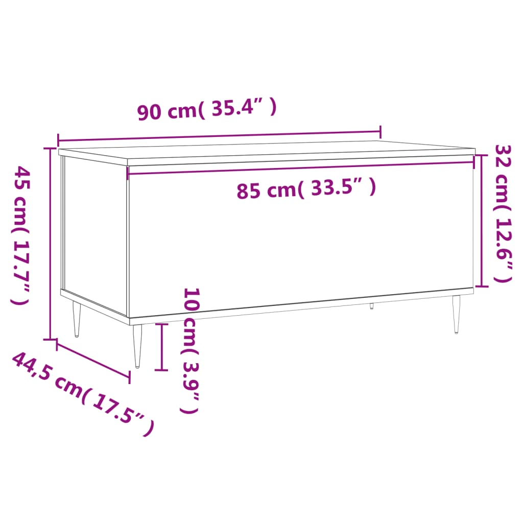Stolić za kavu sjajni bijeli 90x44,5x45 cm konstruirano drvo