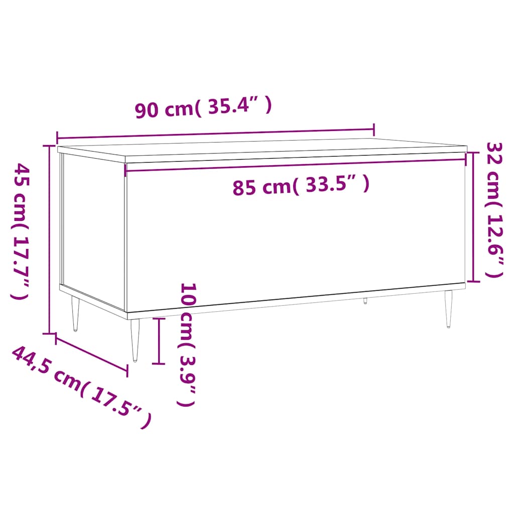 Stolić za kavu boja hrasta 90 x 44,5 x 45 cm konstruirano drvo