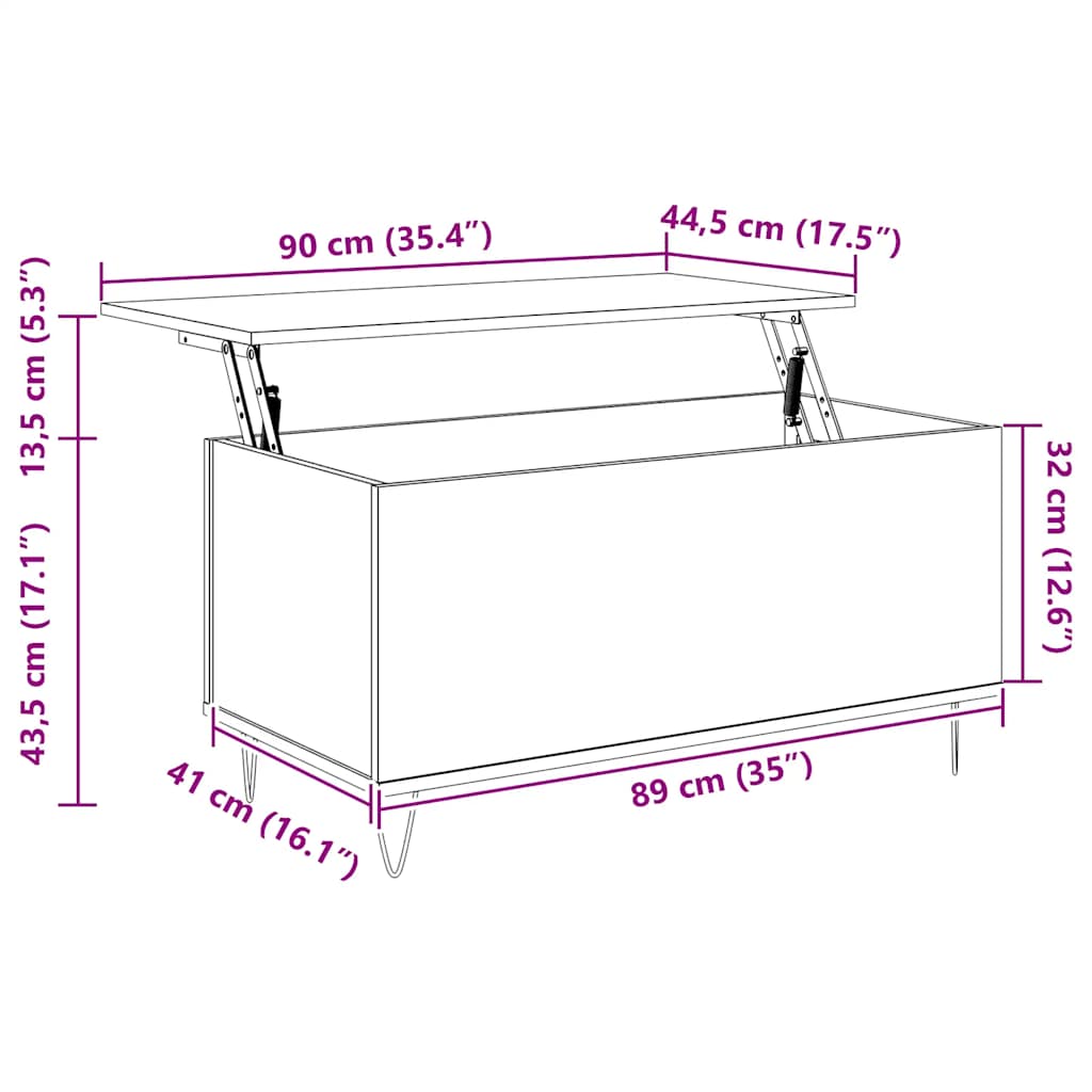 Stolić za kavu boja hrasta 90 x 44,5 x 45 cm konstruirano drvo