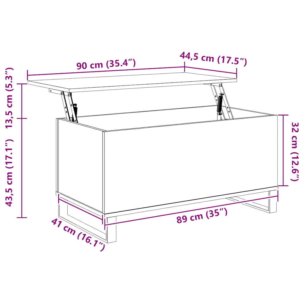 Stolić za kavu boja hrasta 90 x 44,5 x 45 cm konstruirano drvo