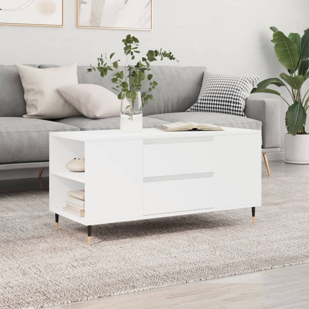 Stolić za kavu bijeli 102 x 44,5 x 50 cm od konstruiranog drva