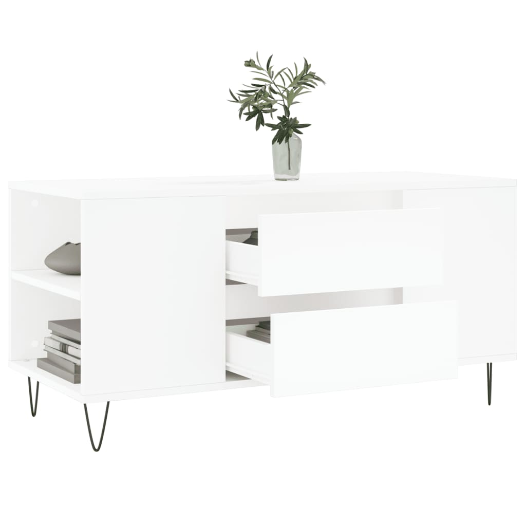 Stolić za kavu bijeli 102 x 44,5 x 50 cm od konstruiranog drva