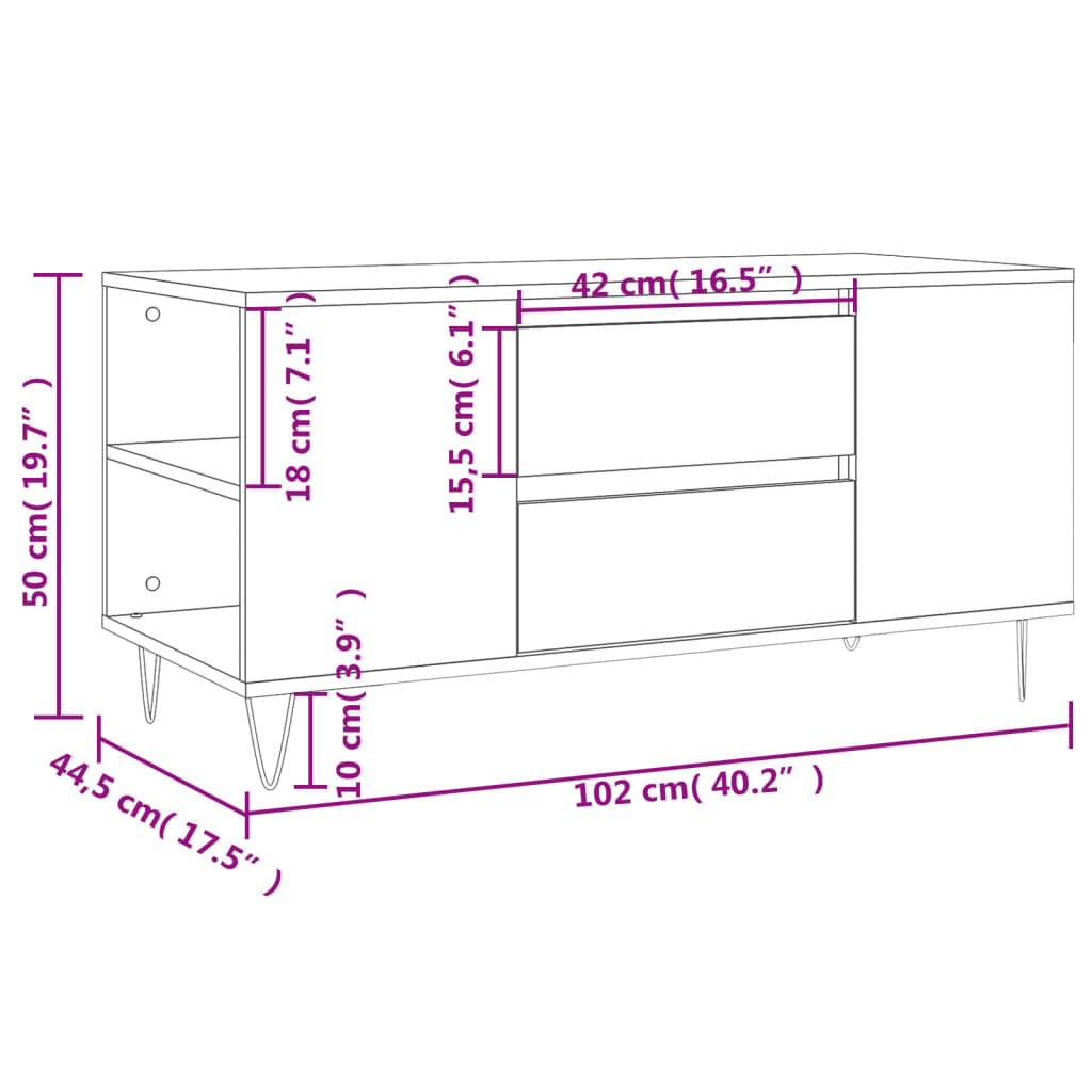 Stolić za kavu boja betona 102x44,5x50 cm od konstruiranog drva