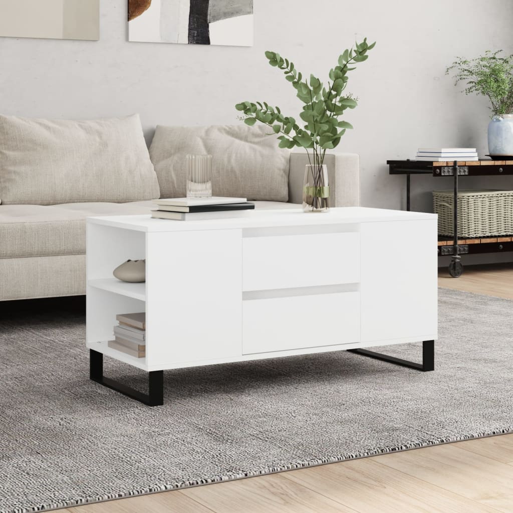 Stolić za kavu bijeli 102 x 44,5 x 50 cm od konstruiranog drva