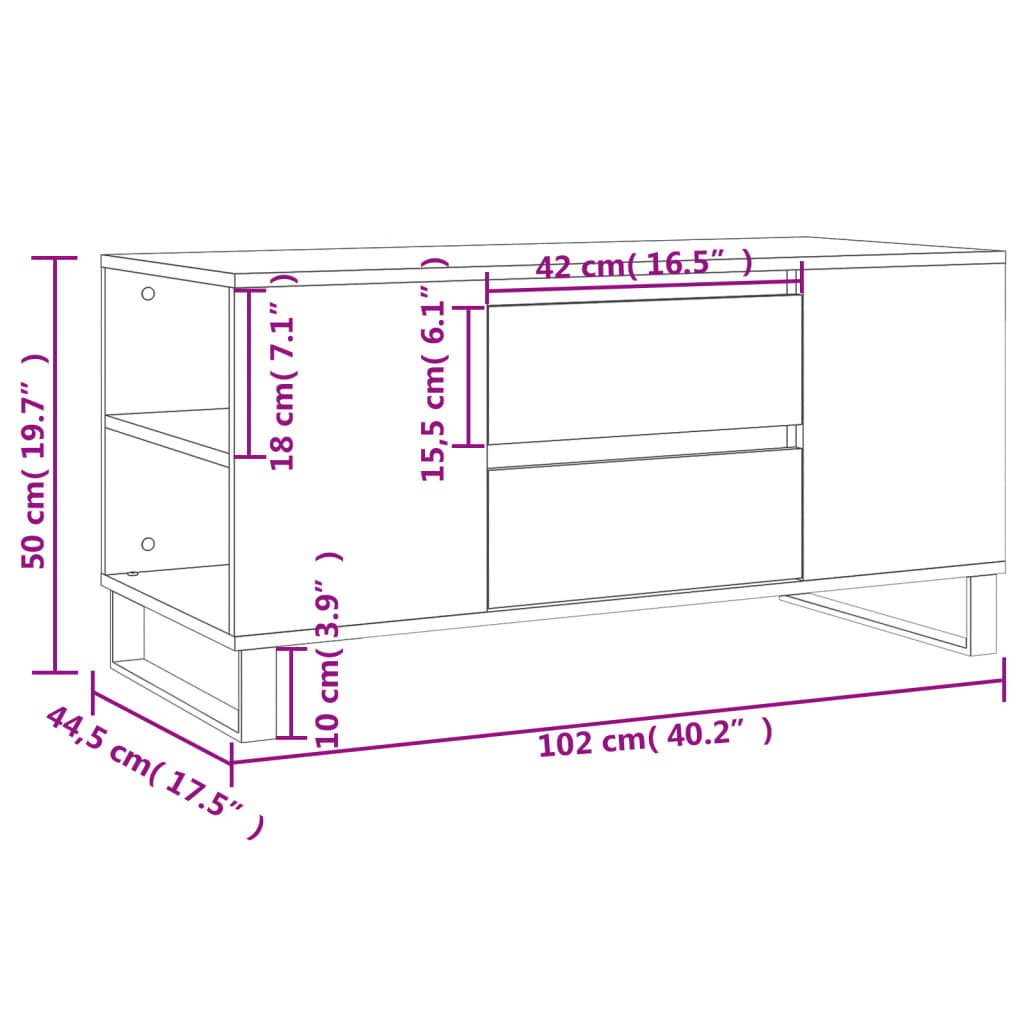 Stolić za kavu boja betona 102x44,5x50 cm od konstruiranog drva