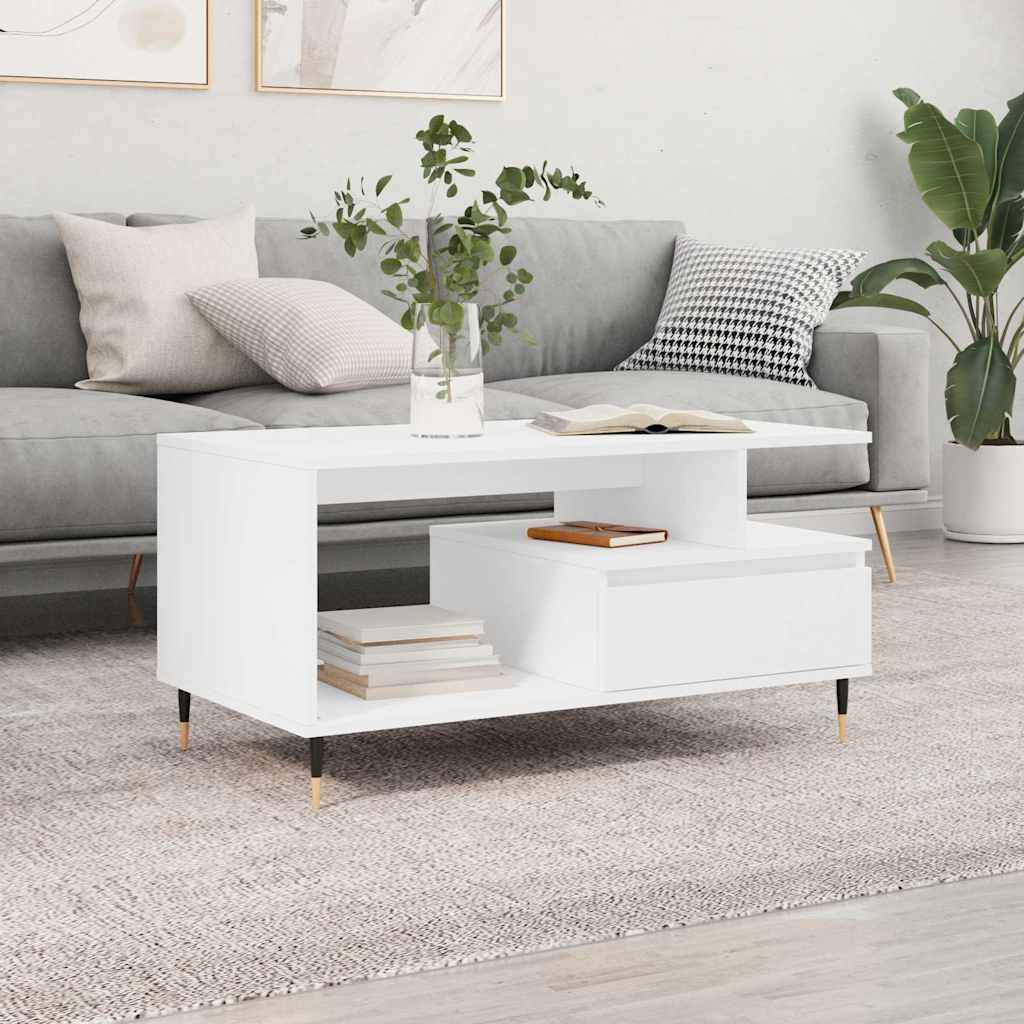 Stolić za kavu bijeli 90 x 49 x 45 cm od konstruiranog drva