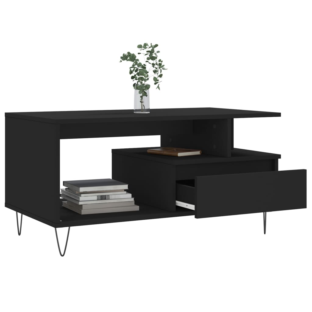 Stolić za kavu crni 90 x 49 x 45 cm od konstruiranog drva