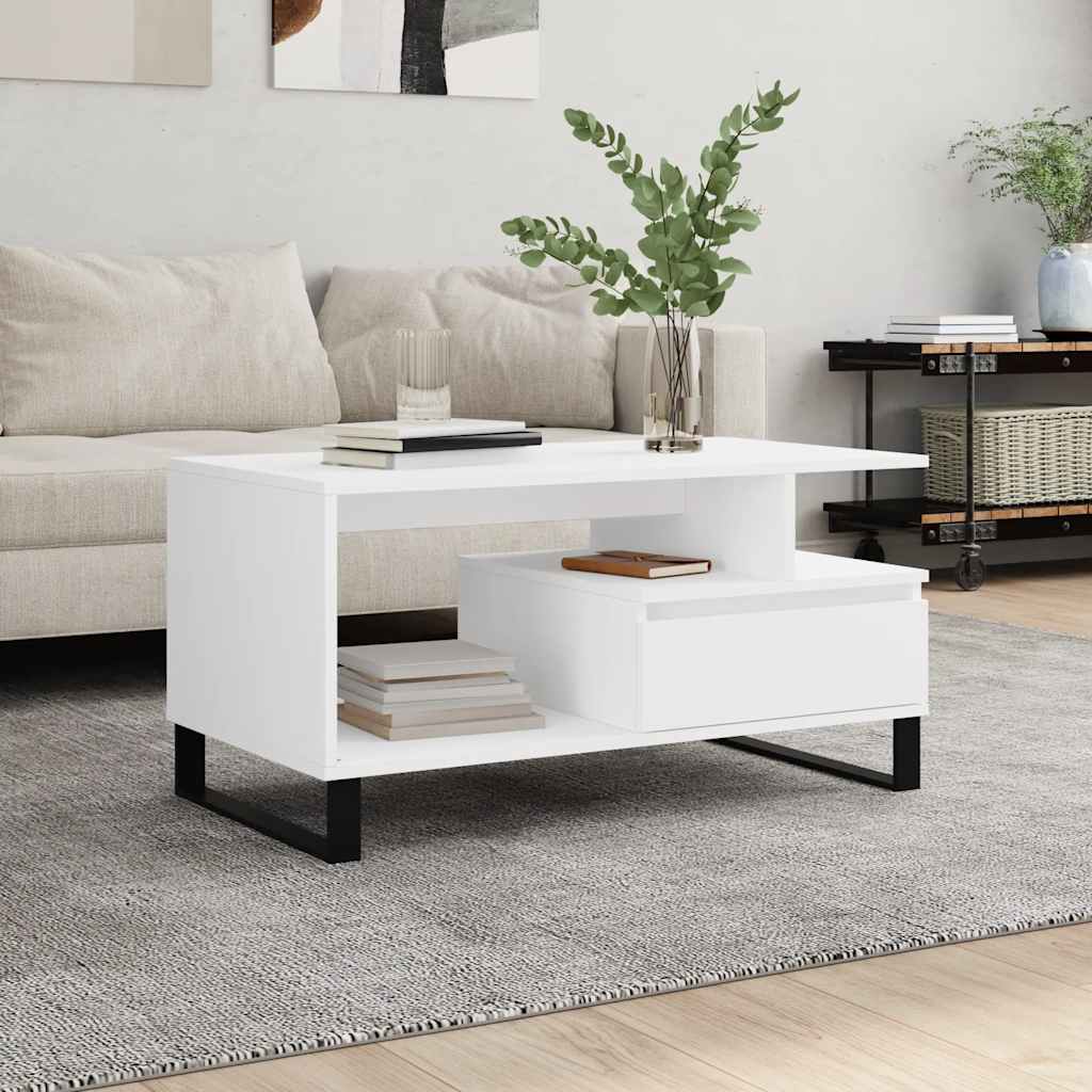 Stolić za kavu bijeli 90 x 49 x 45 cm od konstruiranog drva