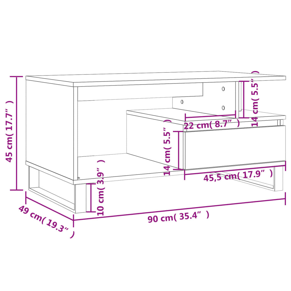 Stolić za kavu smeđi hrast 90x49x45 cm konstruirano drvo