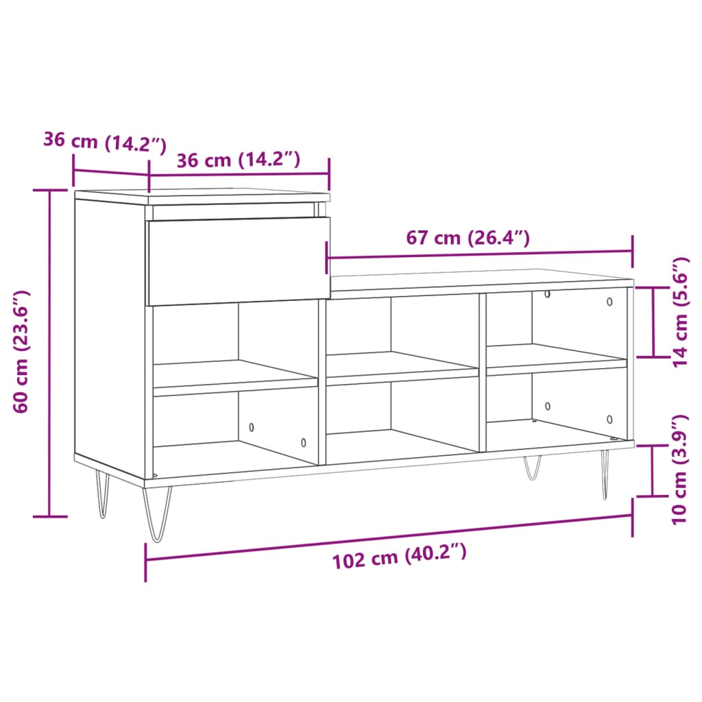 Ormarić za cipele bijeli 102 x 36 x 60 cm od konstruiranog drva