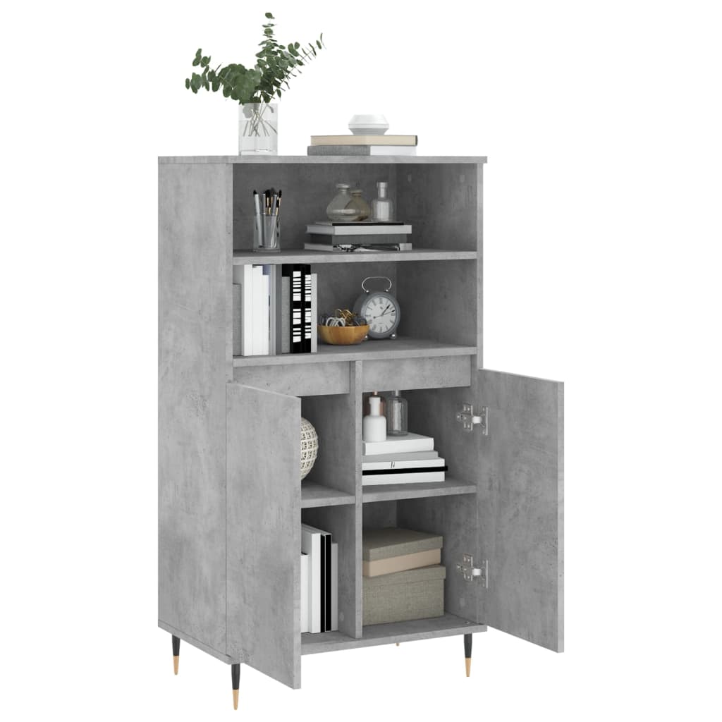 Visoka komoda siva betona 60x36x110 cm od konstruiranog drva