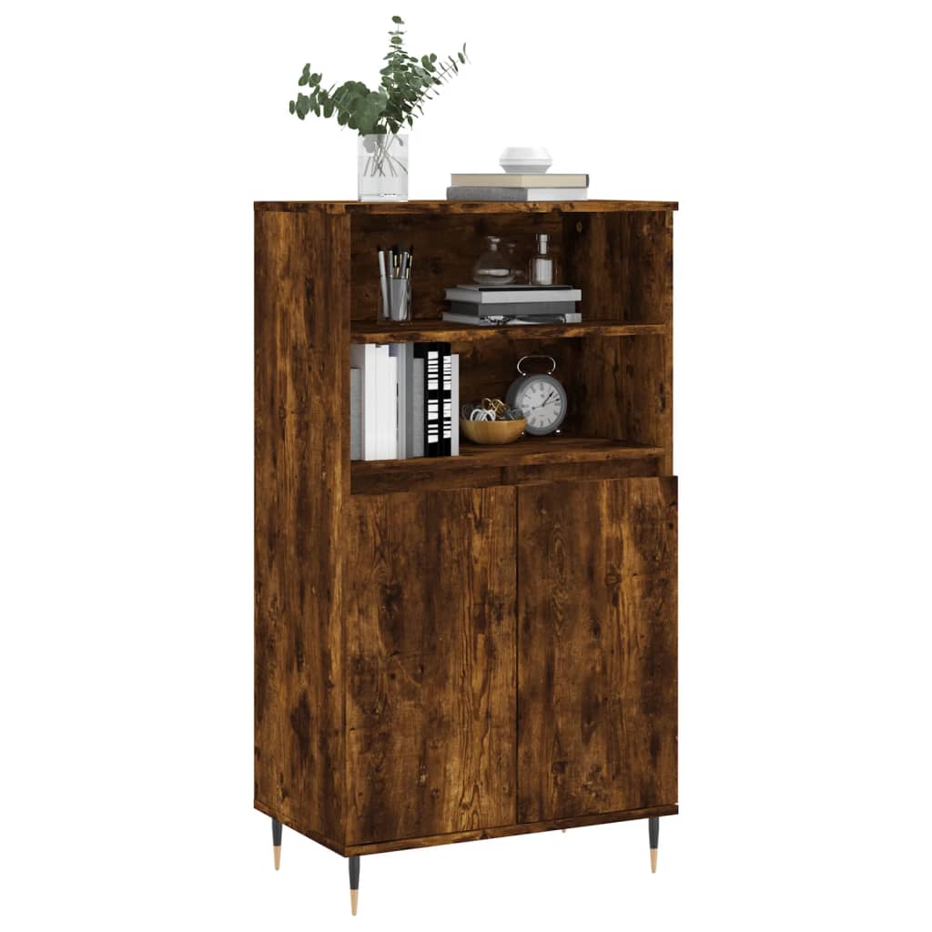 Visoka komoda dimljenog hrasta 60x36x110 cm konstruiranog drva