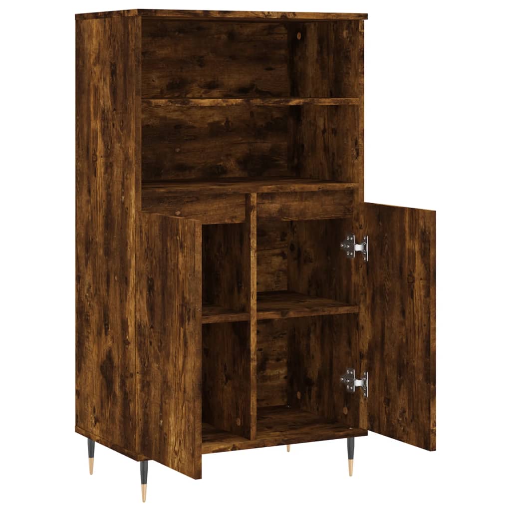 Visoka komoda dimljenog hrasta 60x36x110 cm konstruiranog drva