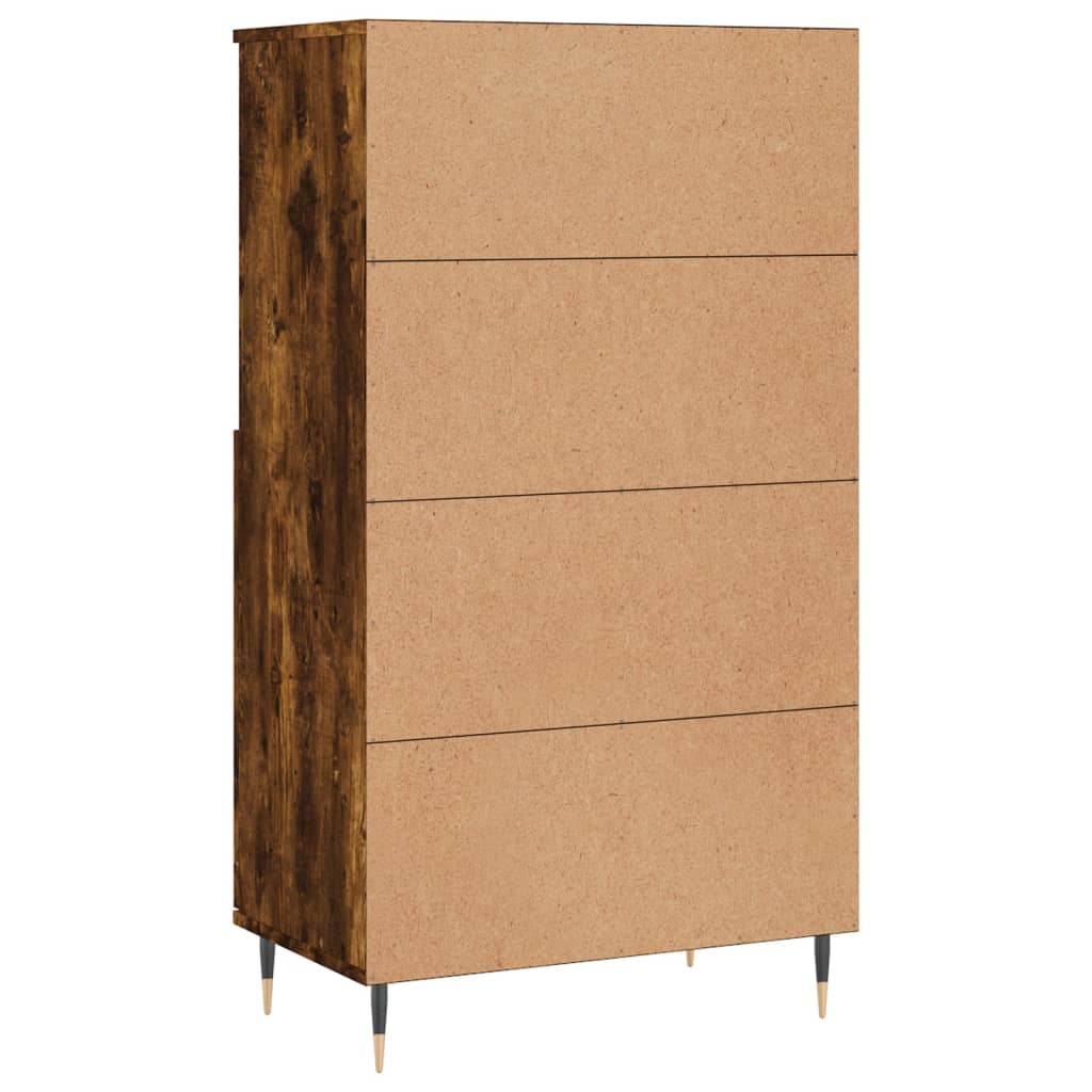 Visoka komoda dimljenog hrasta 60x36x110 cm konstruiranog drva
