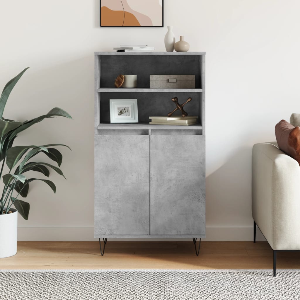 Visoka komoda siva betona 60x36x110 cm od konstruiranog drva