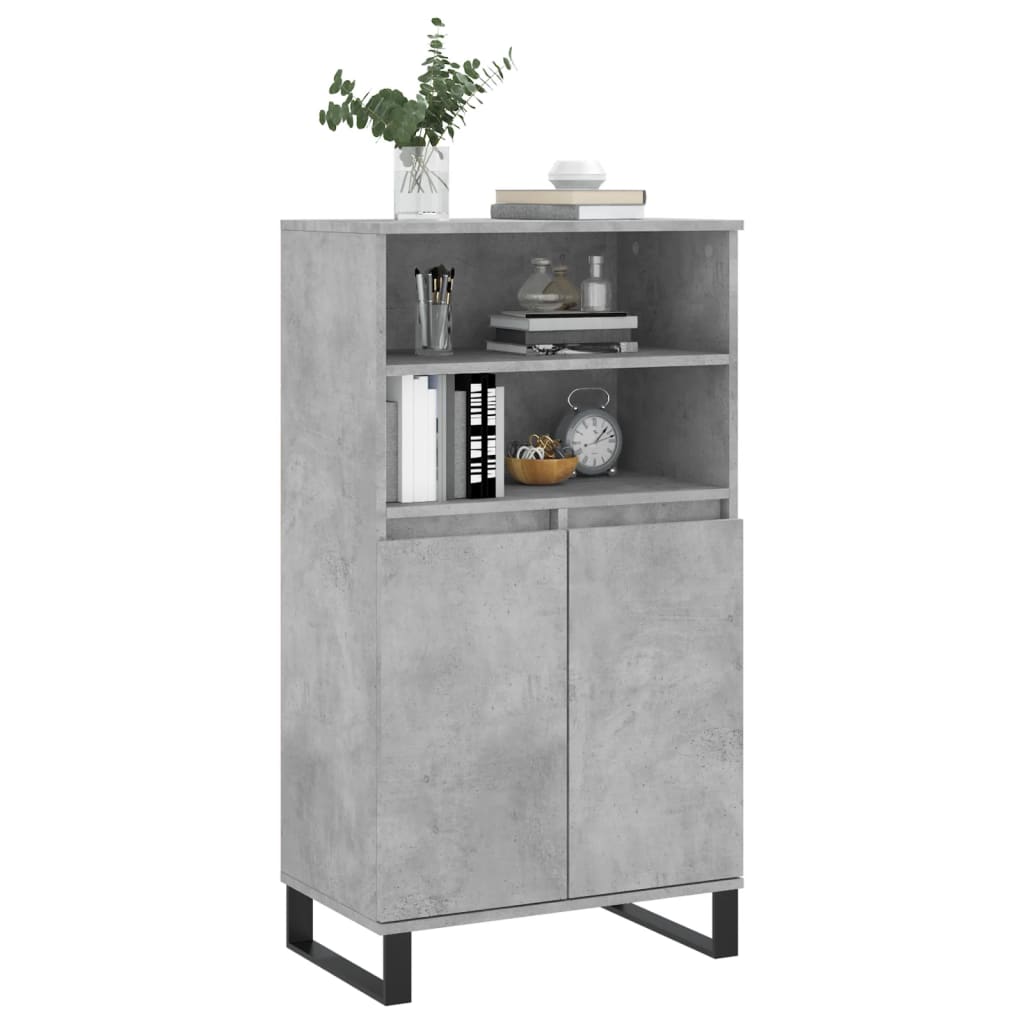 Visoka komoda siva betona 60x36x110 cm od konstruiranog drva