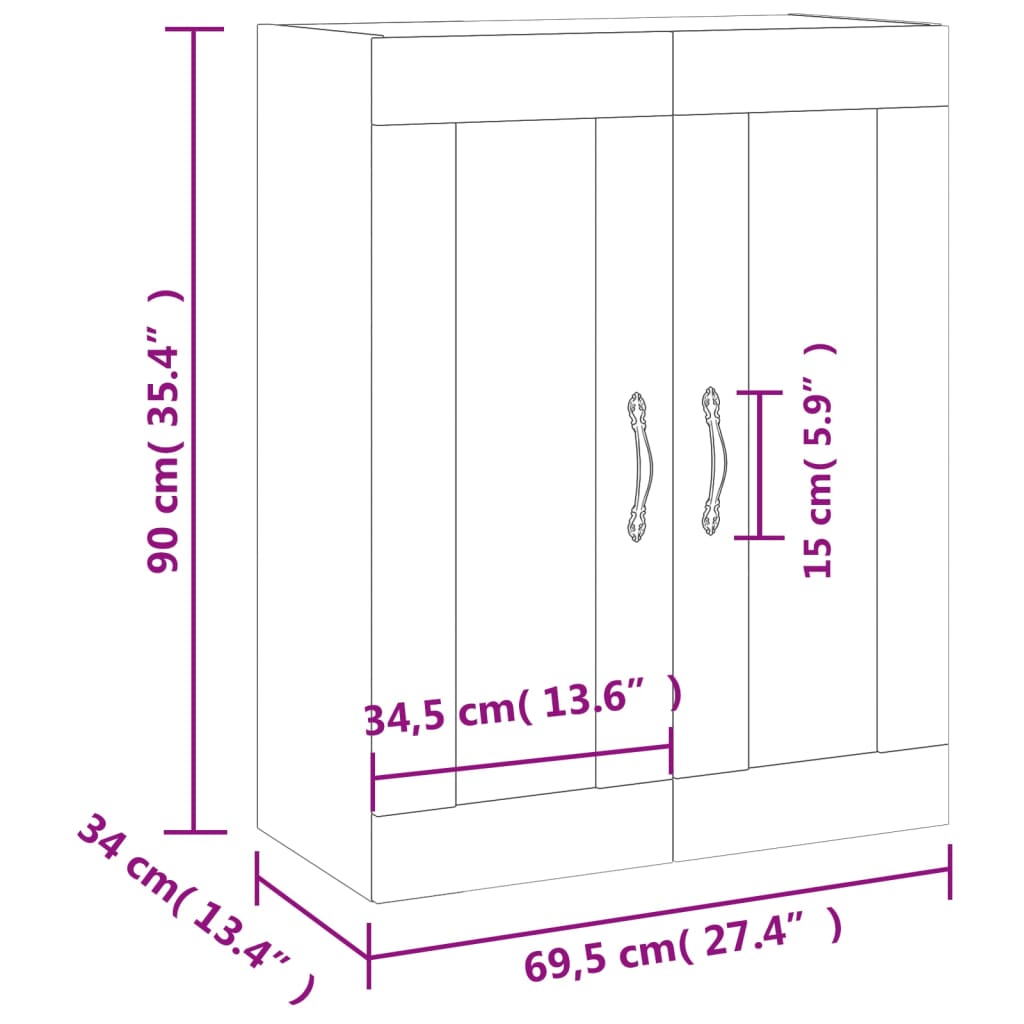 Zidni ormarić bijeli 69,5 x 34 x 90 cm od konstruiranog drva