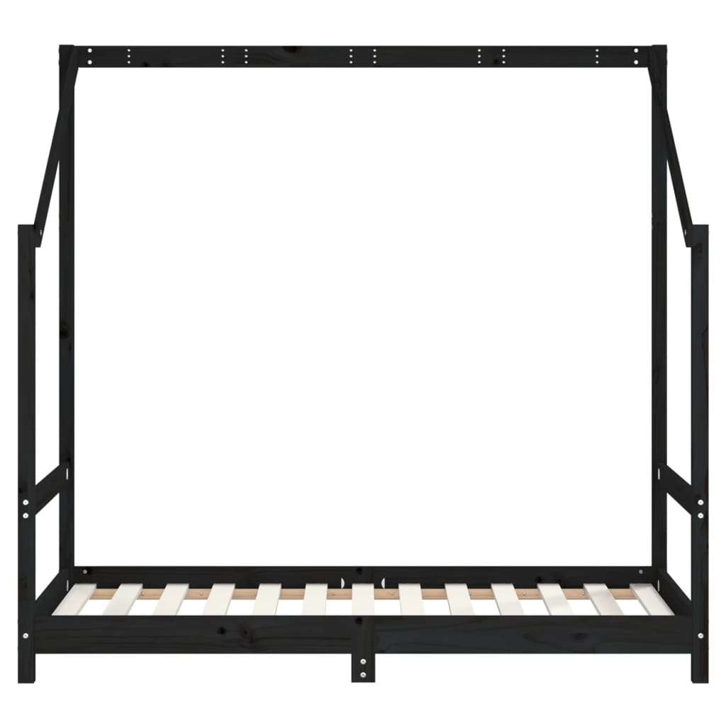 Okvir za dječji krevet crni 80 x 160 cm od masivne borovine