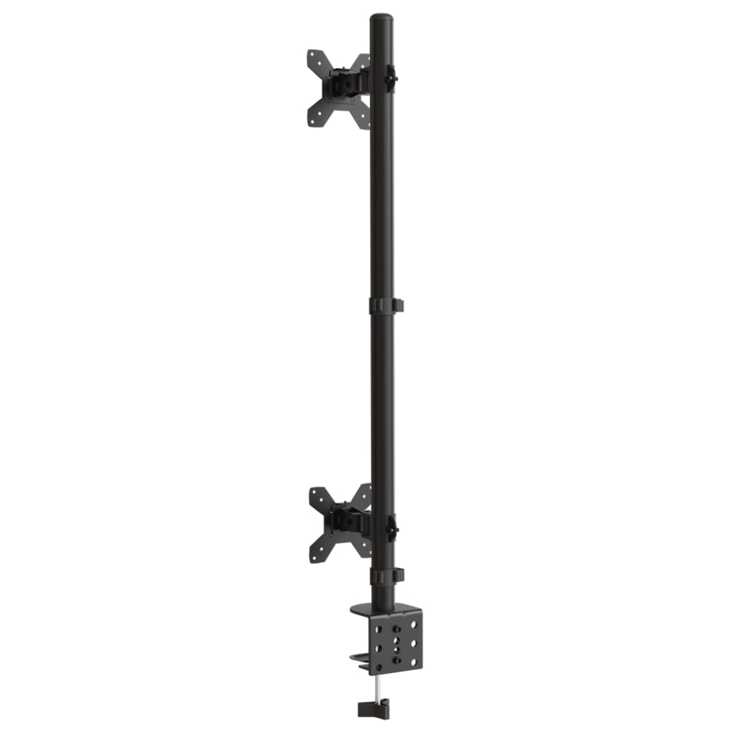 Dvostruki nosač za monitor crni čelični VESA 75/100 mm