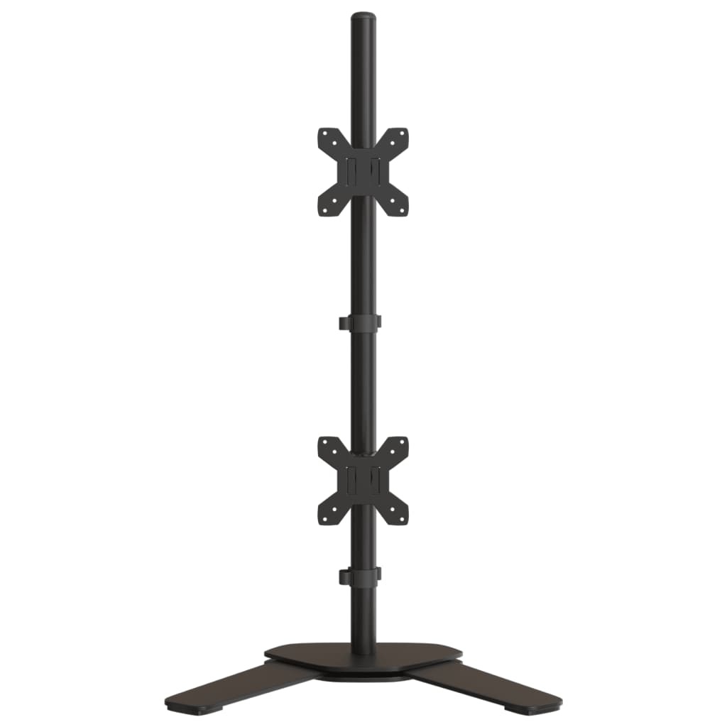 Dvostruki nosač za monitor crni čelični VESA 75/100 mm