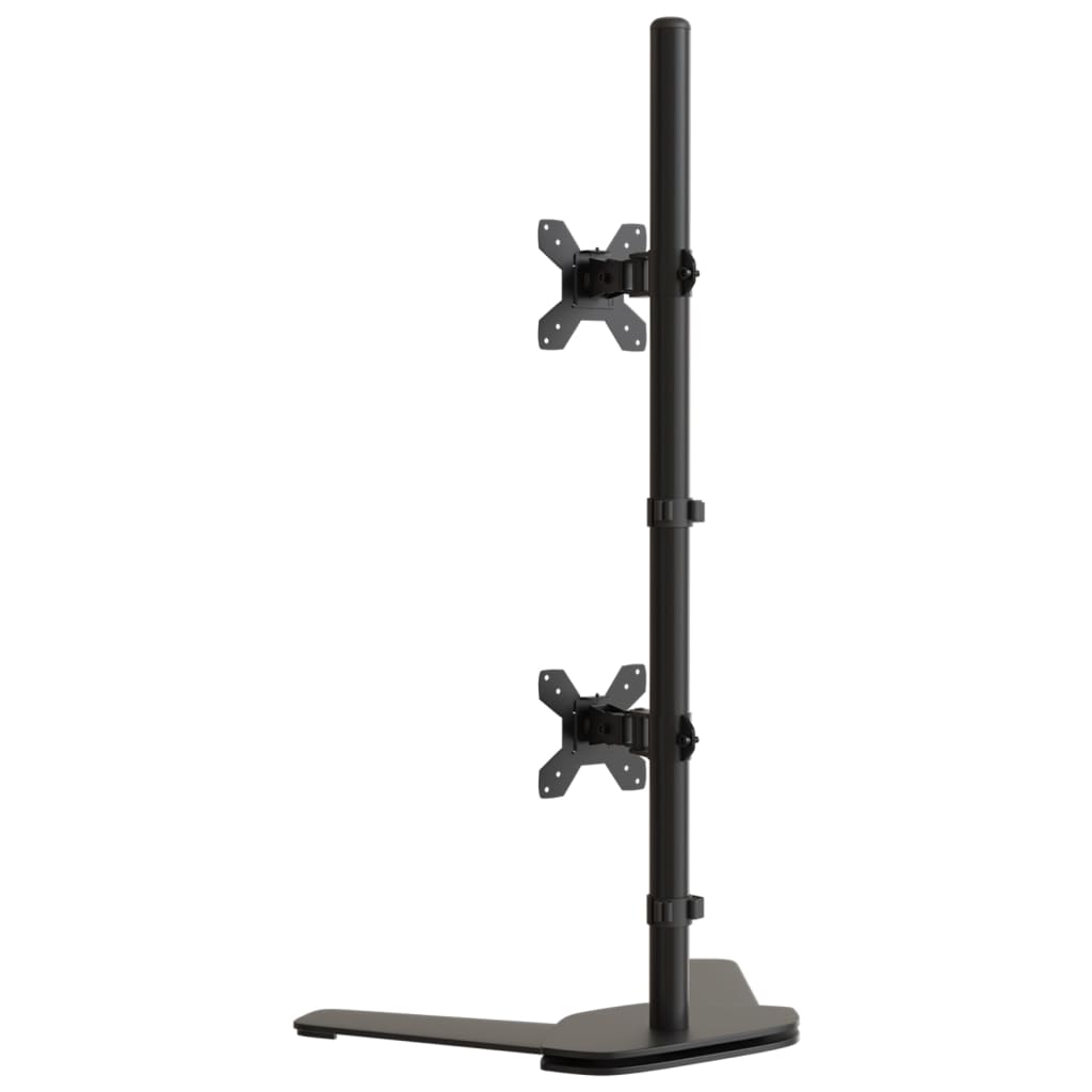 Dvostruki nosač za monitor crni čelični VESA 75/100 mm