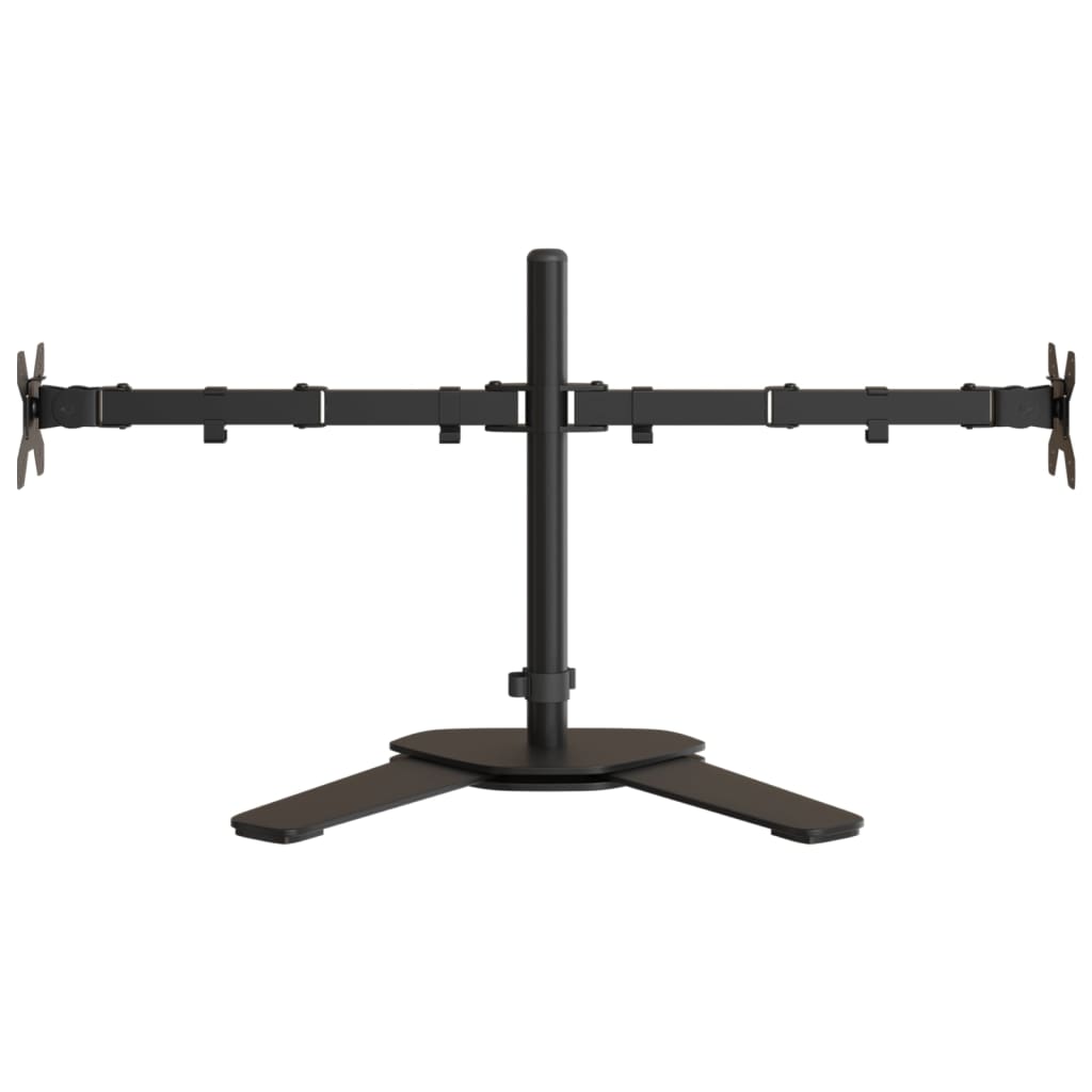 Dvostruki nosač za monitor crni čelični VESA 75/100 mm