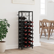 Stalak za vino za 27 boca crni 34 x 18 x 100 cm kovano željezo