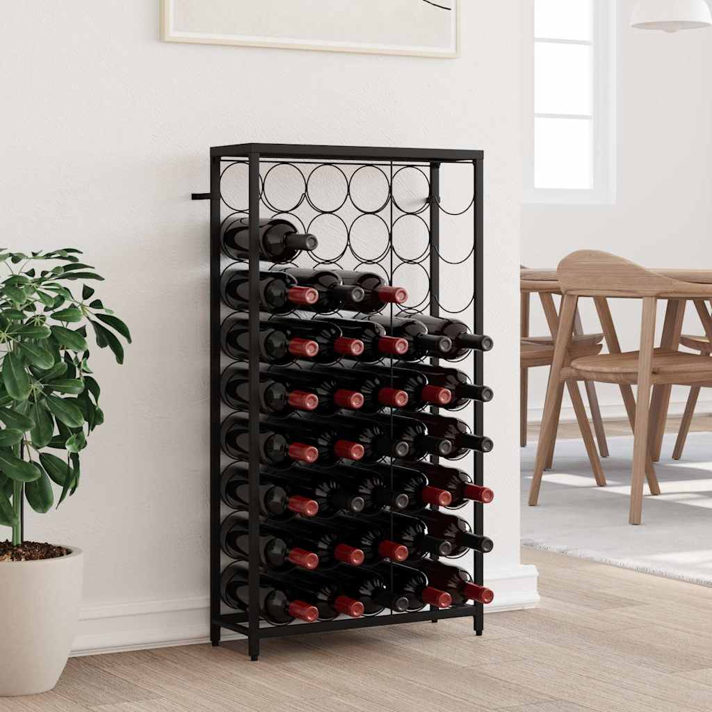 Stalak za vino za 45 boca crni 54 x 18 x 100 cm kovano željezo