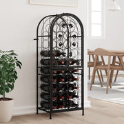 Stalak za vino za 41 bocu crni 45 x 36 x 120 cm kovano željezo