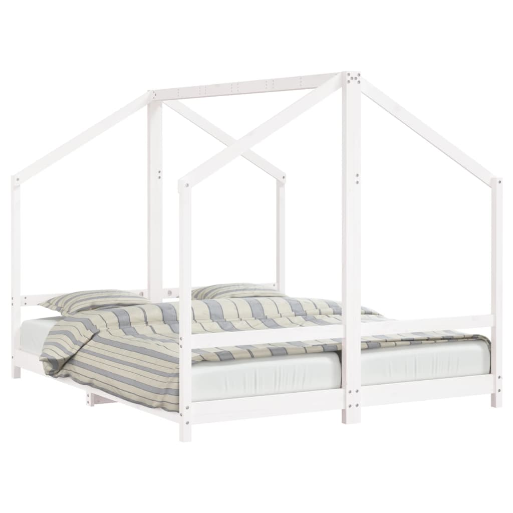 Okvir za dječji krevet bijeli 2x(80x200) cm od masivne borovine