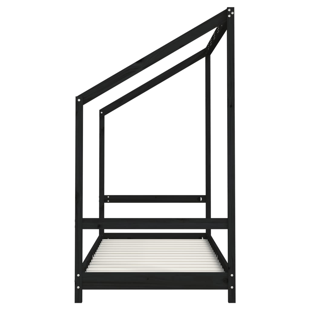 Okvir za dječji krevet crni 2x(80x200) cm masivna borovina