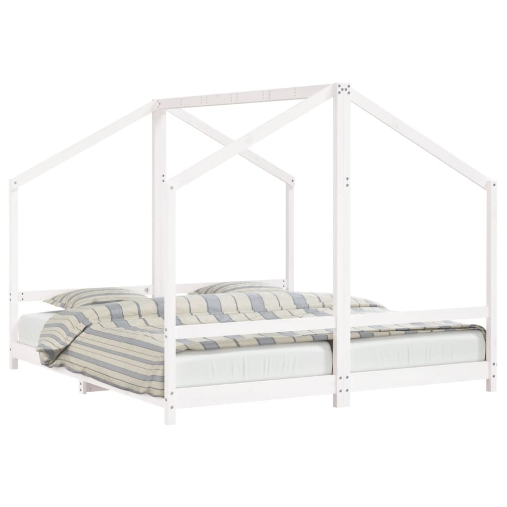 Okvir za dječji krevet bijeli 2 x (90x200) cm masivna borovina