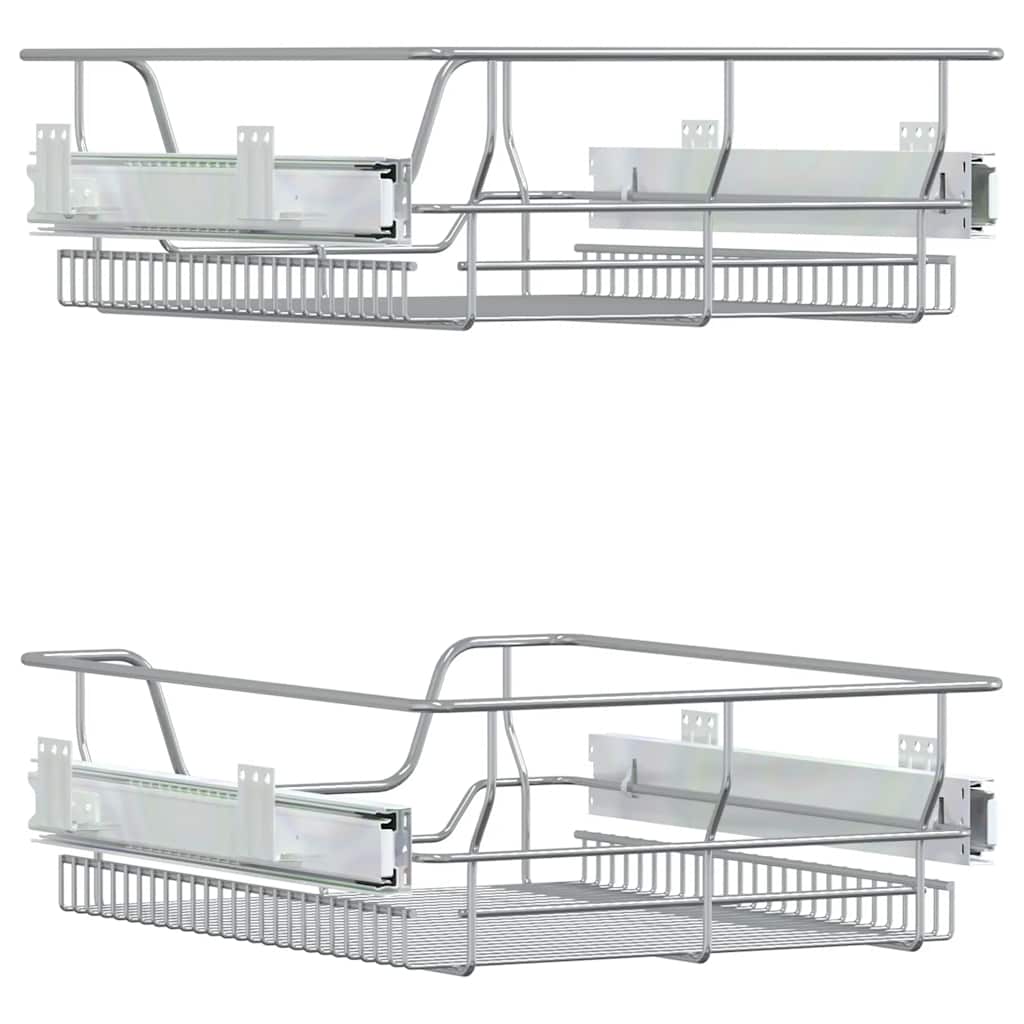 Izvlačne žičane košare 2 kom srebrne 45 cm