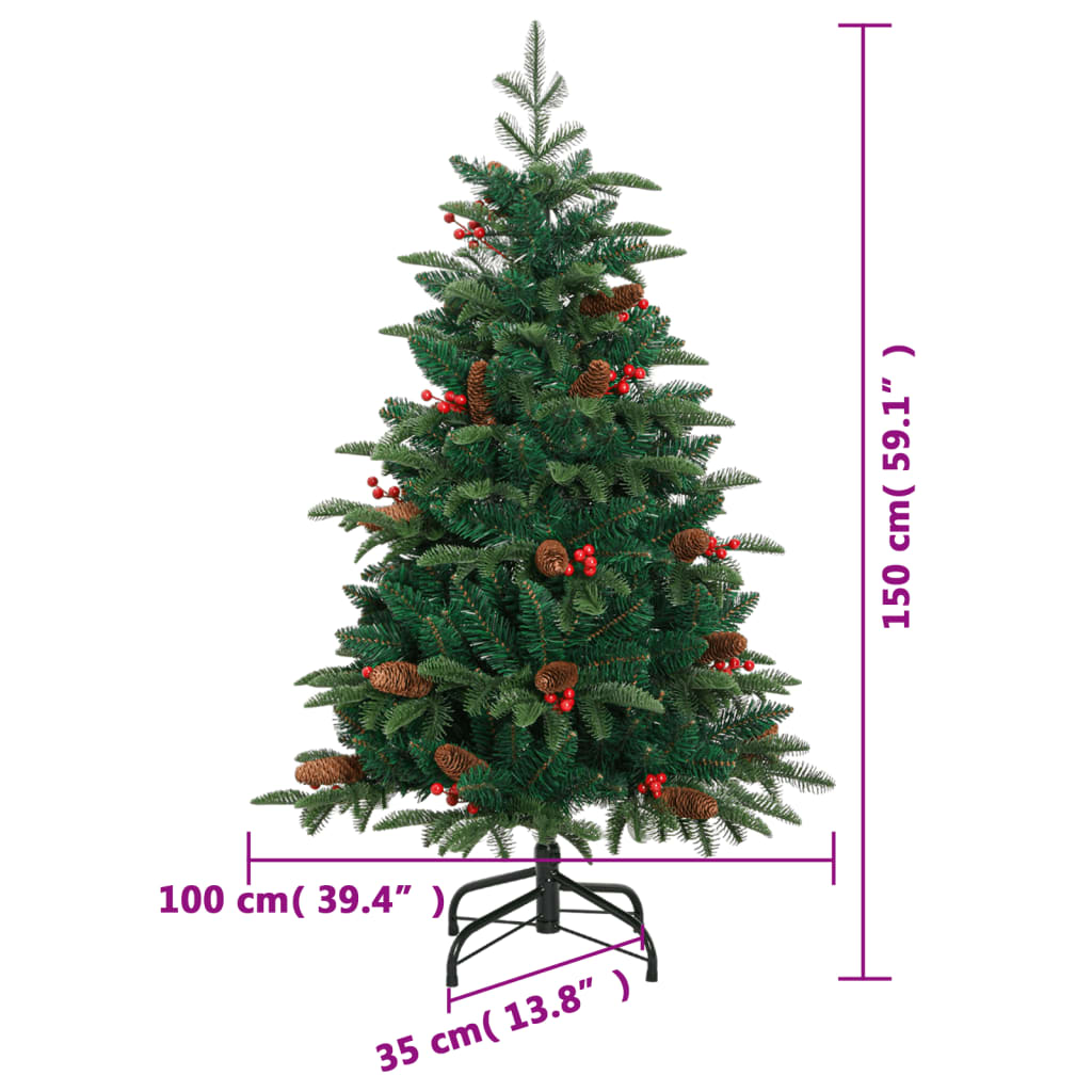 Umjetno božićno drvce sa šarkama, šiškama i bobicama 150 cm