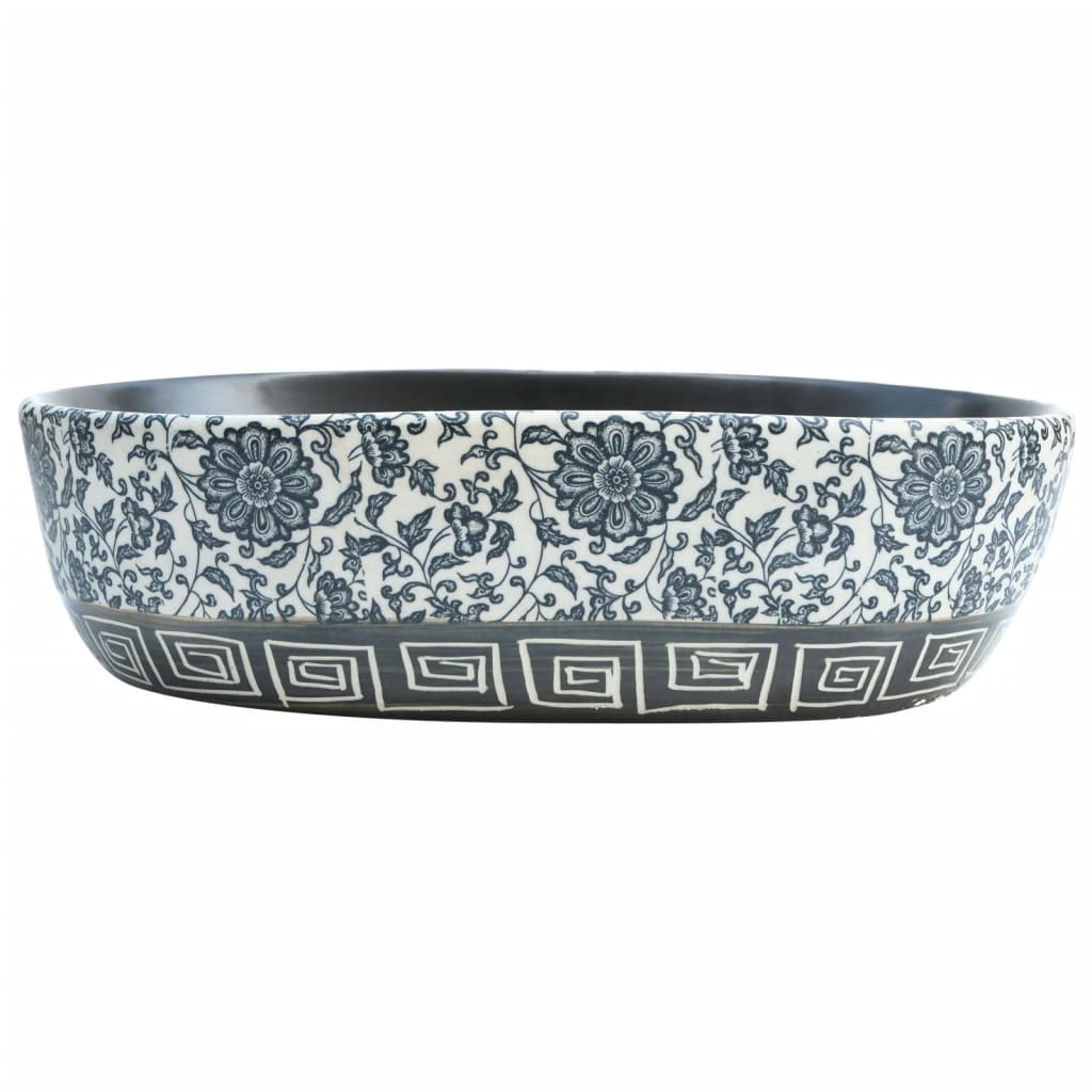 Nadgradni umivaonik crno-plavi ovalni 47 x 33 x 13 cm keramički