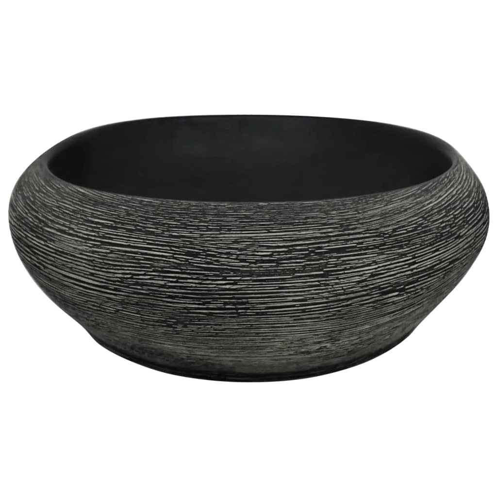 Nadgradni umivaonik sivo-crni ovalni 59x40x14 cm keramički