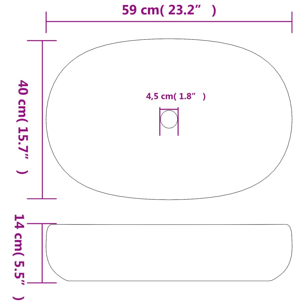 Nadgradni umivaonik plavi ovalni 59 x 40 x 14 cm keramički