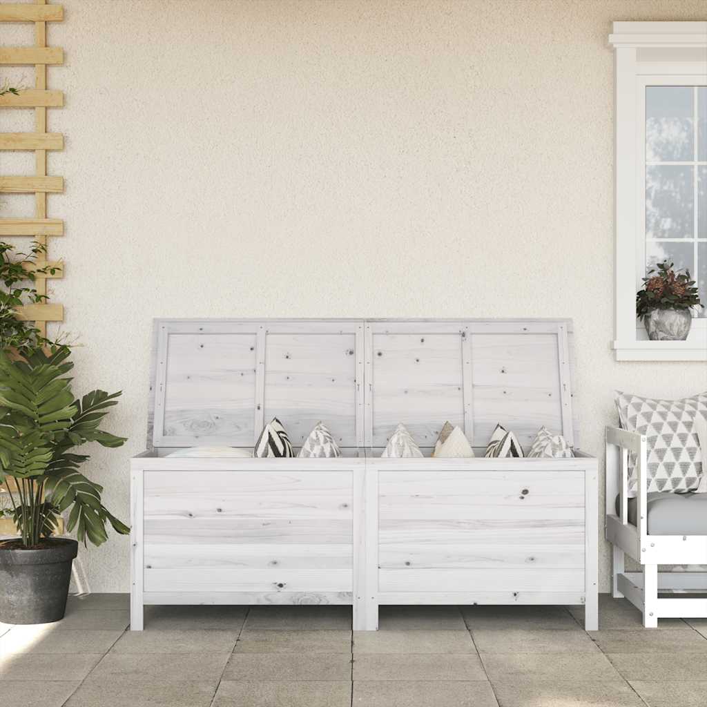 Vrtna kutija za pohranu bijela 150x50x56,5 cm masivna jelovina