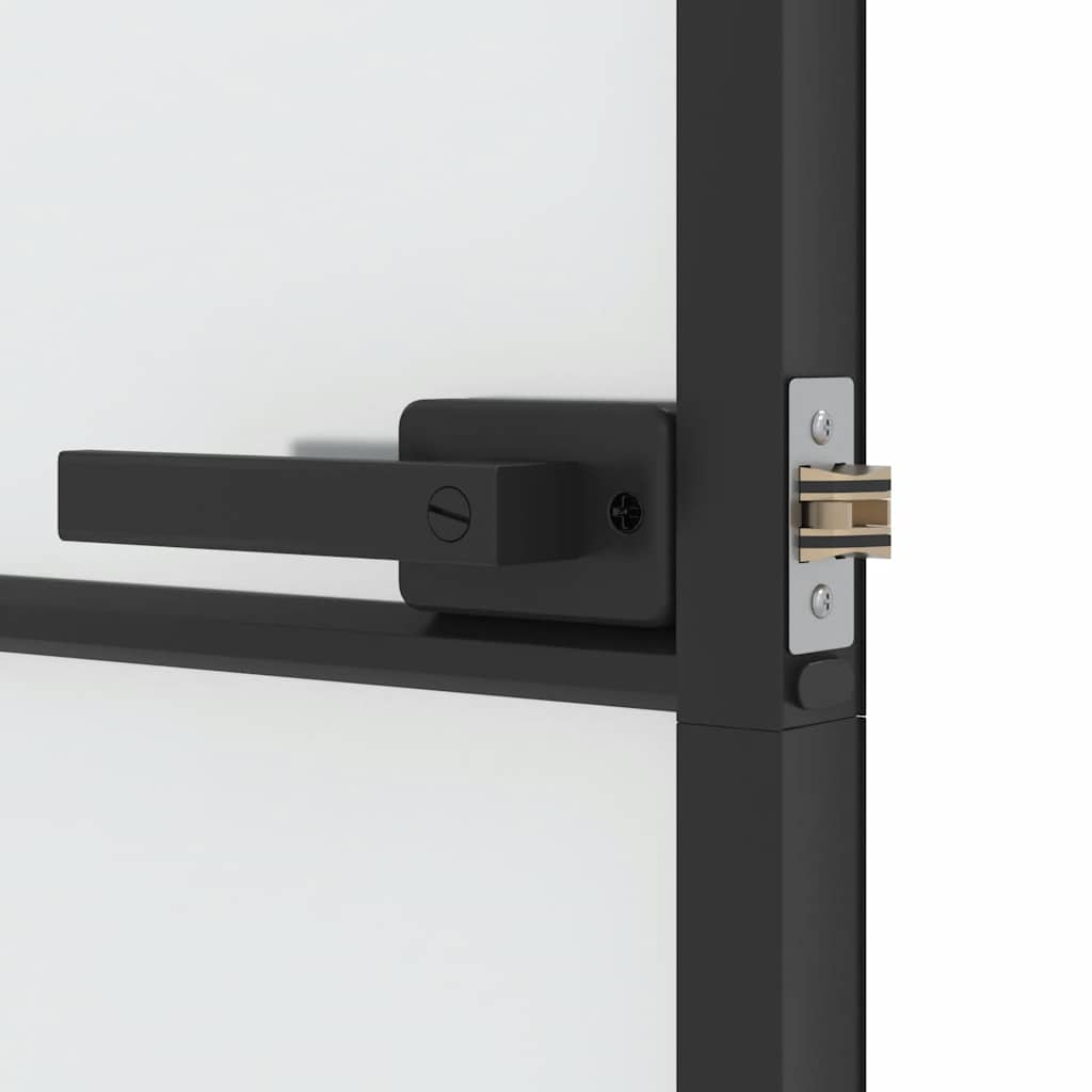 Sobna vrata tanka crna 93x201,5 cm kaljeno staklo i aluminij