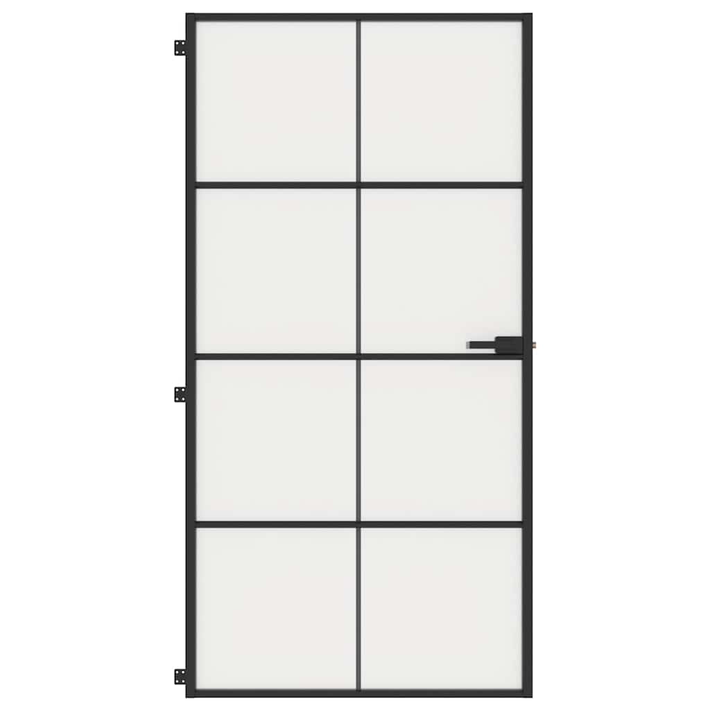 Sobna vrata tanka crna 102,5x201,5 cm kaljeno staklo i aluminij