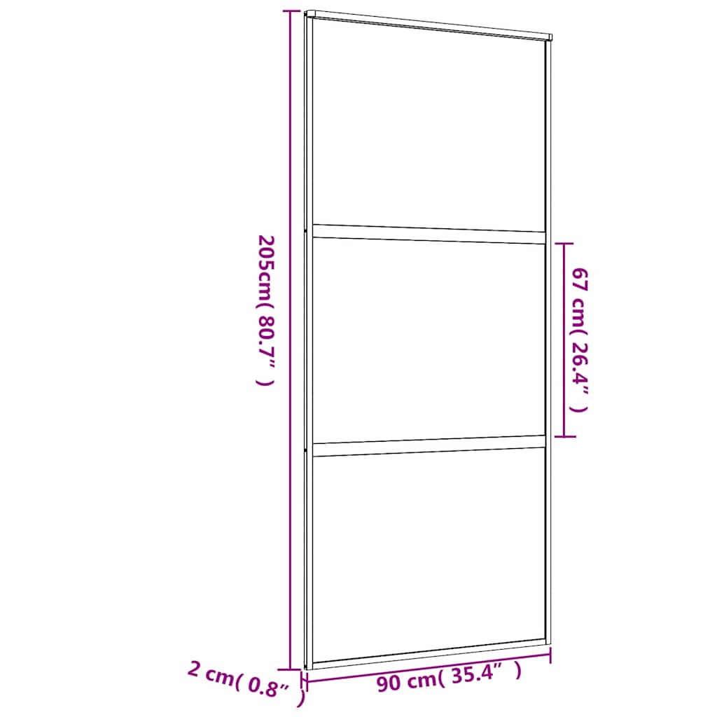 Klizna vrata zlatna 90 x 205 cm matirano staklo ESG i aluminij