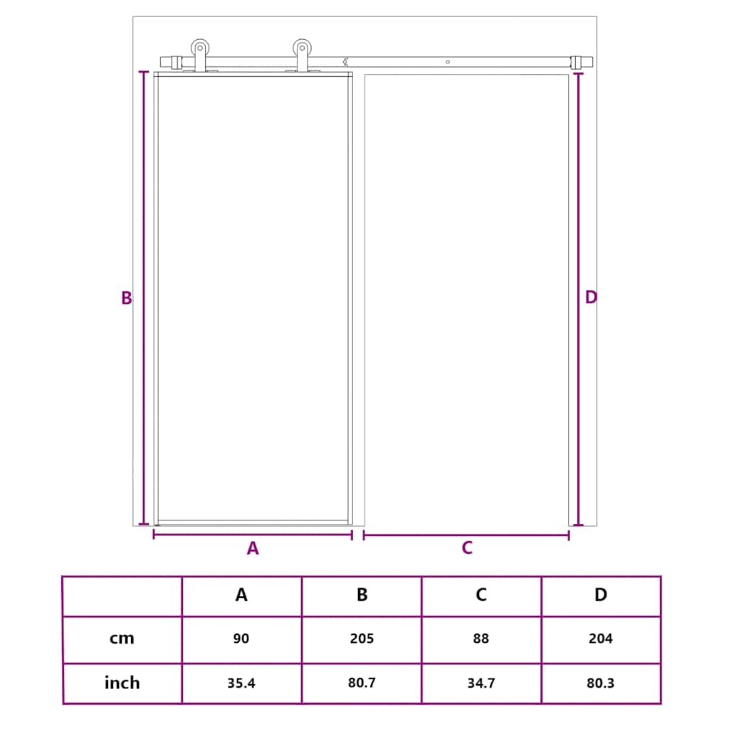 Klizna vrata zlatna 90 x 205 cm matirano staklo ESG i aluminij