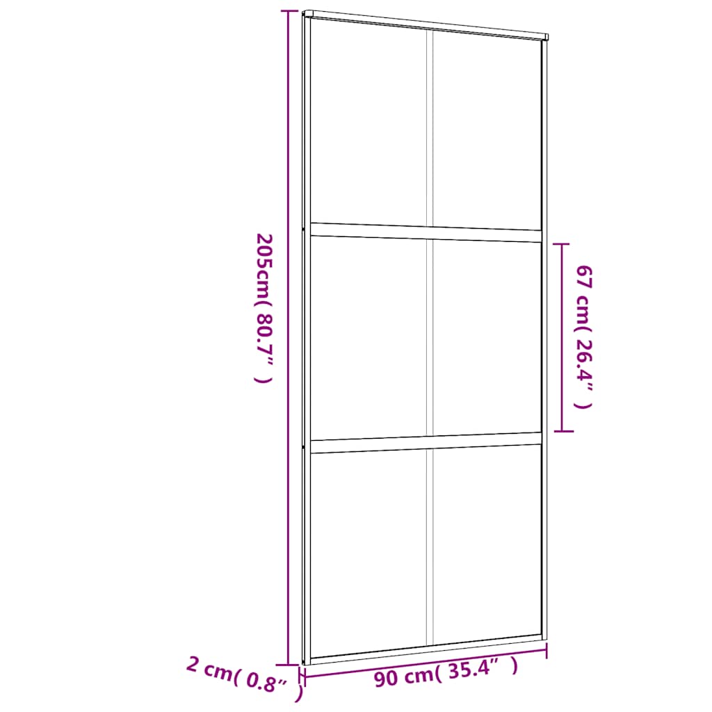 Klizna vrata zlatna 90 x 205 cm prozirno staklo ESG i aluminij