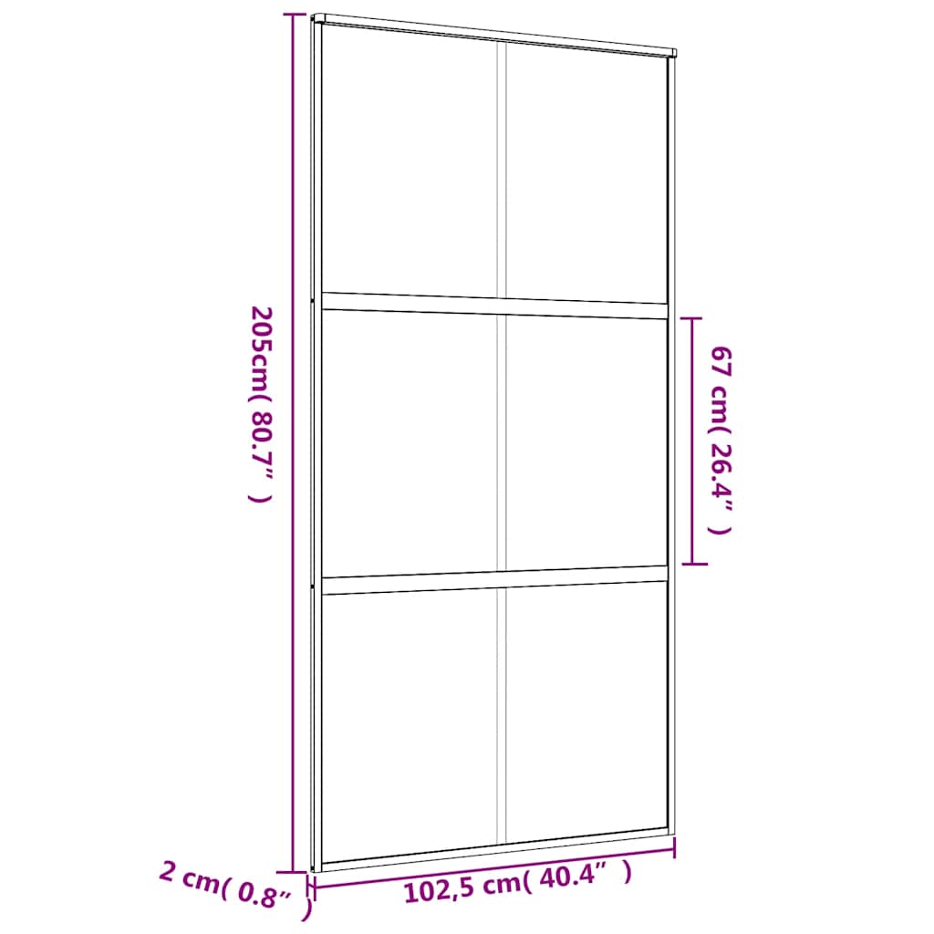 Klizna vrata zlatna 102,5x205 cm prozirno staklo ESG i aluminij