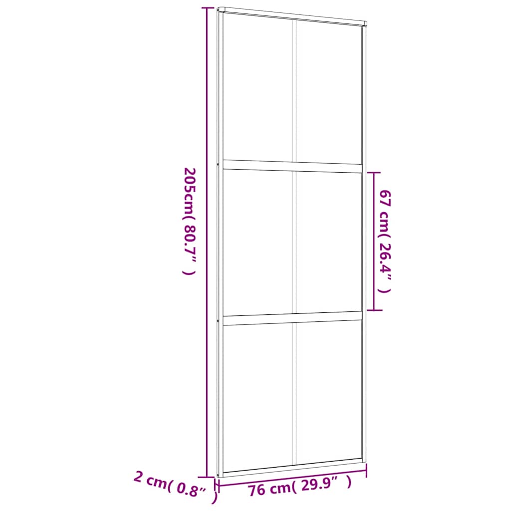 Klizna vrata zlatna 76x205 cm matirano staklo ESG i aluminij